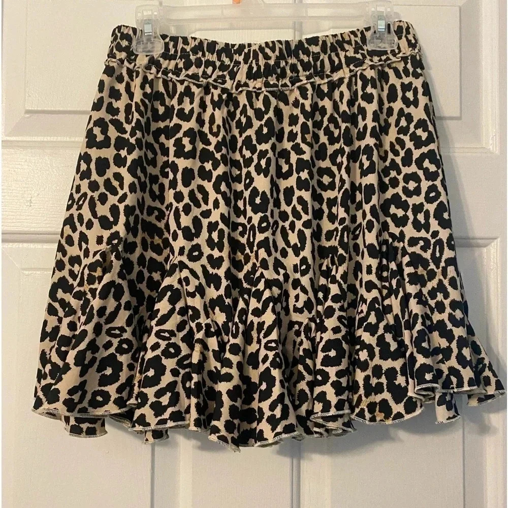 Leopard Print Flared Skirt